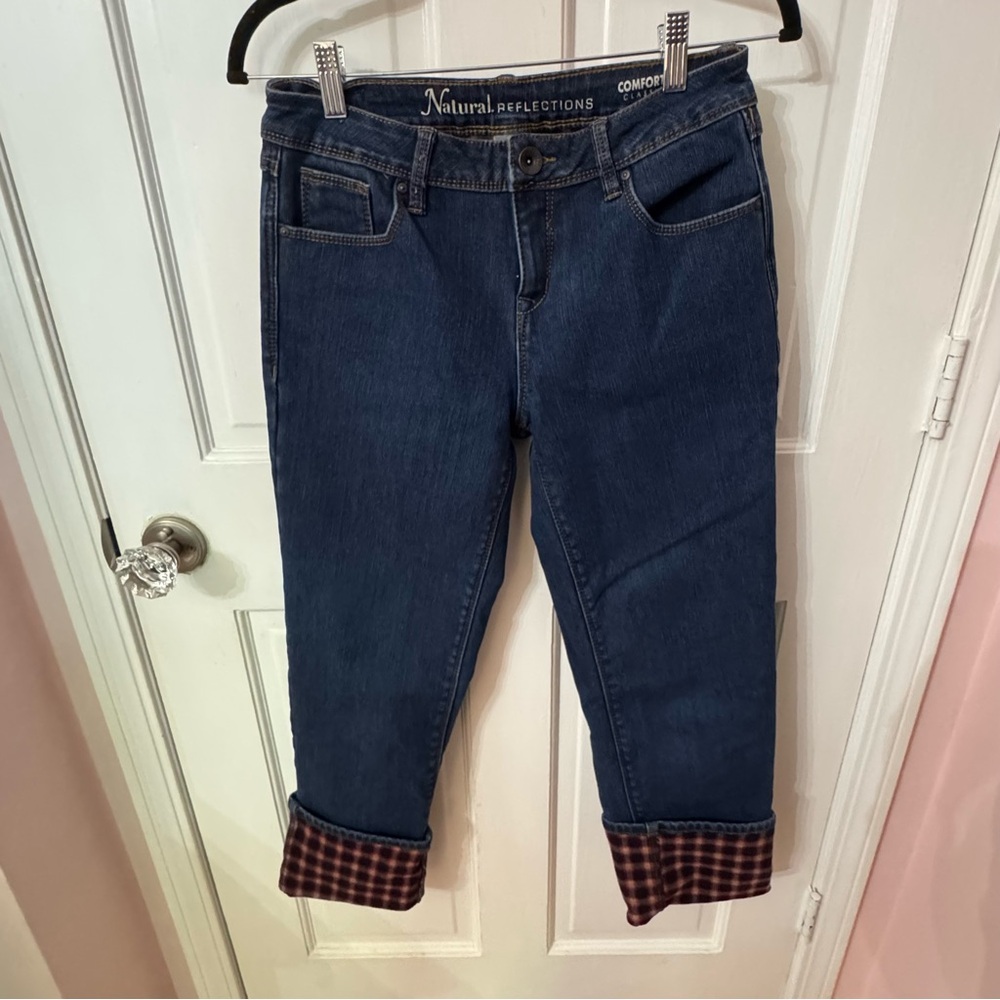 Natural Reflections Fleece Lined Jeans Size 4 Comfort Stretch Cuffed